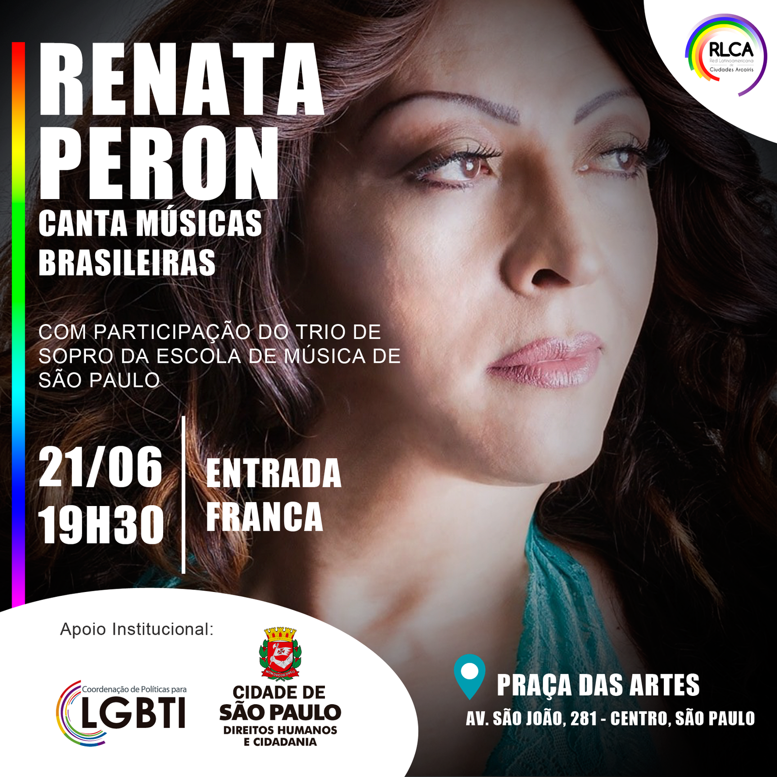 Praça das Artes recebe cantora Renata Peron na Semana do Orgulho LGBT